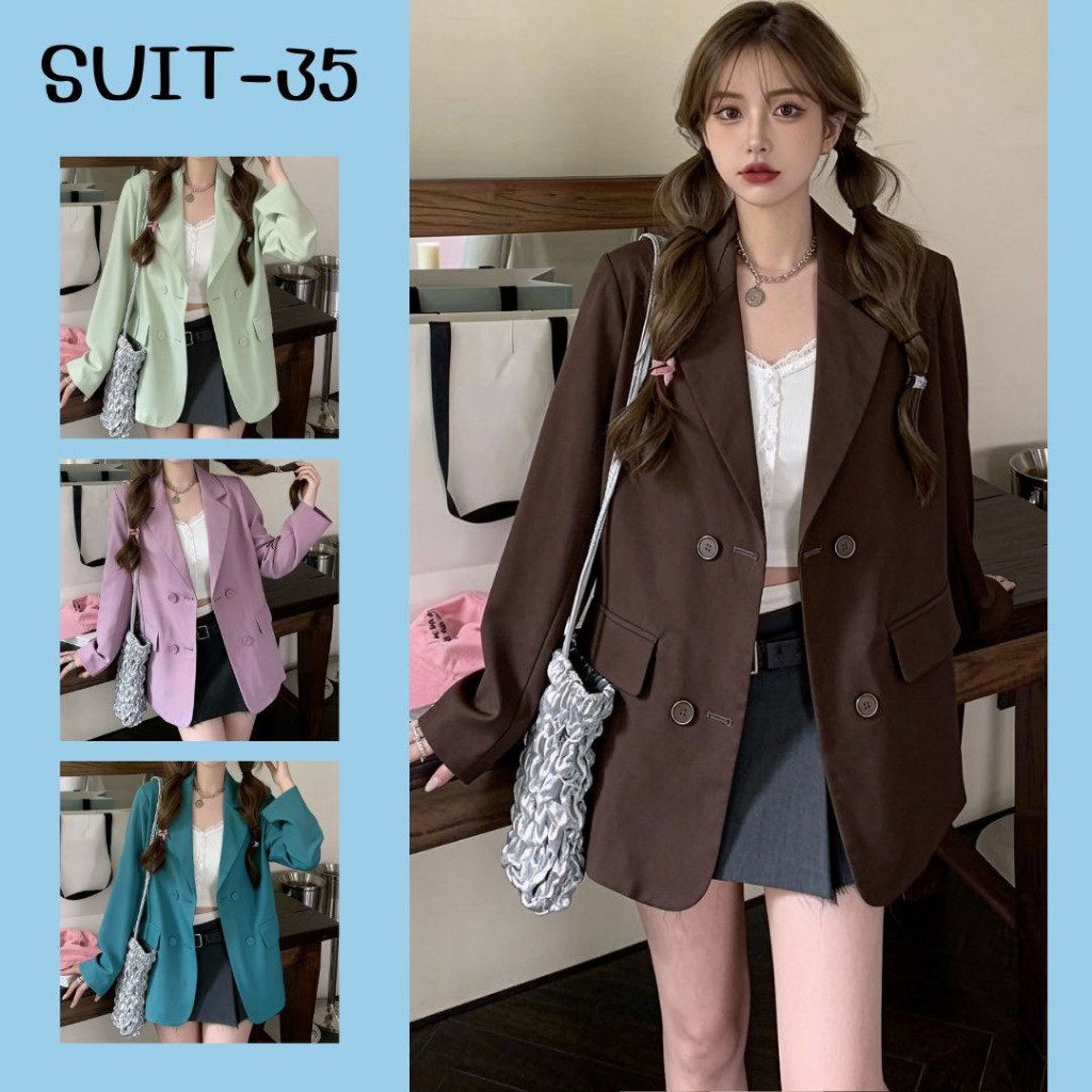SUIT-35 เสื้อสูทผู้หญิง เสื้อเบลเซอร์ Blazer สำหรับผู้หญิง ใส่คลุมกันหนาว ใส่ทำงาน สีสวย เนื้อผ้าดี สินค้าพร้อมส่ง