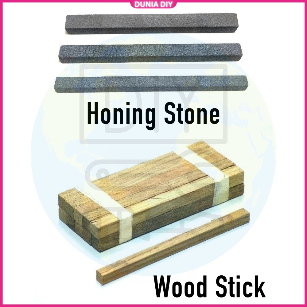 Carborundum Honing Stone และ Wood Stick Batu Polish Kayu Polish