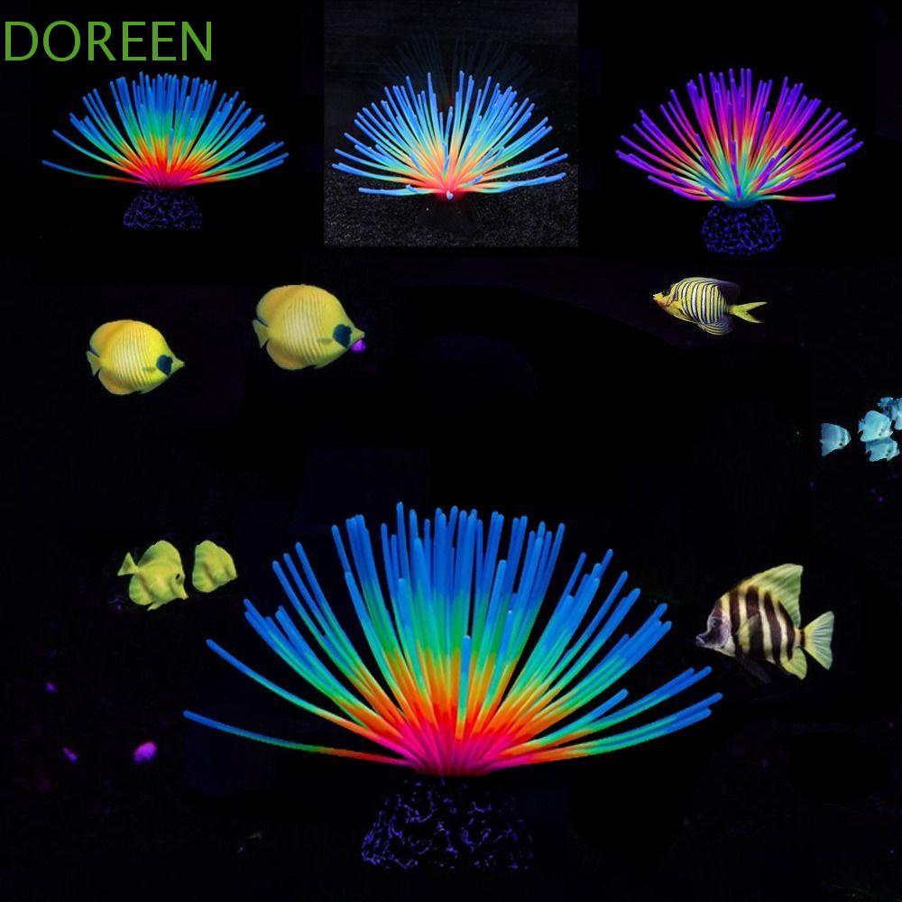 DOREEN Sea Urchin Bulb, Fake Soft Luminous Sea Urchin, หญ้าวัชพืชใต้น้ําเรืองแสงจําลองซิลิโคน Lumino