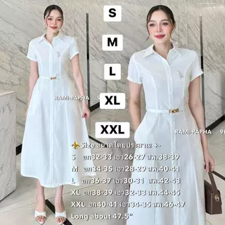 พร้อมส่ง เติม S-2XL / RM 9017 .5ขยับไซ้ เดรสคอปก **สีดำรุ่นผ้าบาง เนื้อผ้านุ่มสวมใส่สบาย Luxury Style งานสีดำ สีสุภาพ