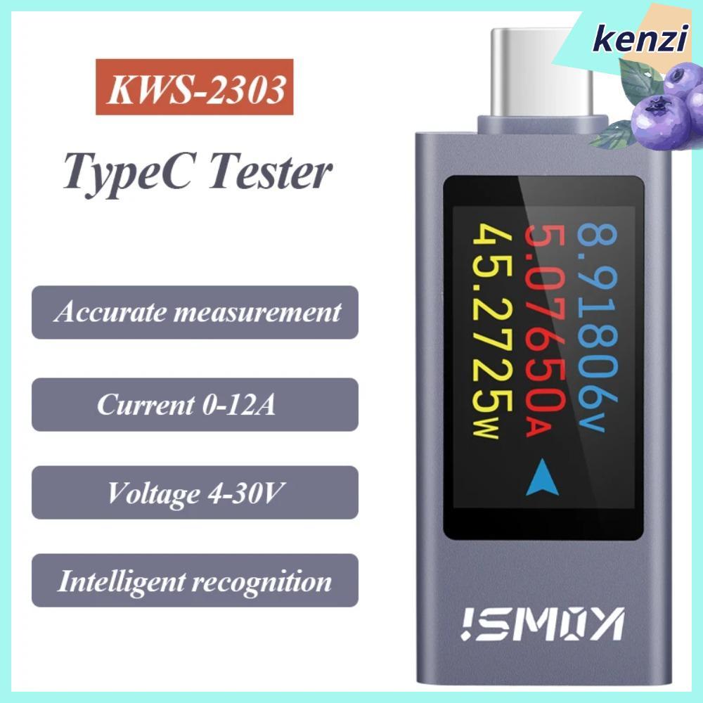 KENZI Power Meter Tester, DC 4-30V 0-12A KWS-2303C Current และแรงดันไฟฟ้าจอแสดงผล LCD Type-C PD โทรศ