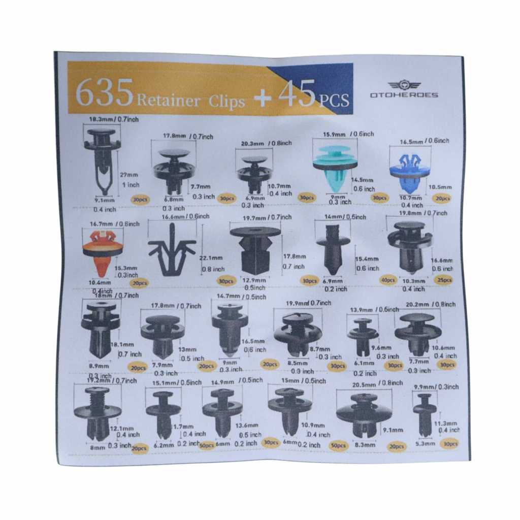 คลิปข้อต่อสลักเกลียวหมุดย้ํารถยนต์พร้อมคันโยก 635 ชิ้น - HS021