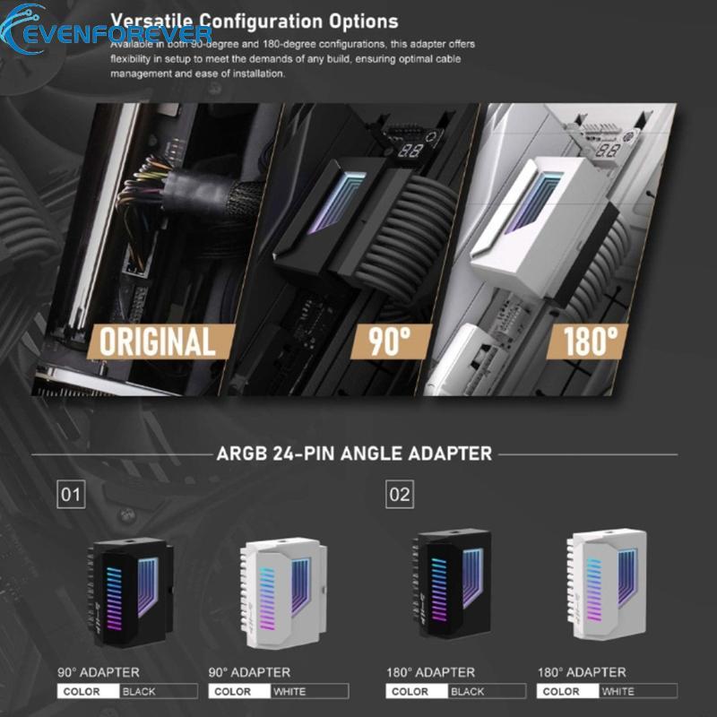 EV 24Pin อะแดปเตอร์แปลงไฟสําหรับเมนบอร์ดพร้อมเอฟเฟกต์การปรับแต่งแสง ARGB