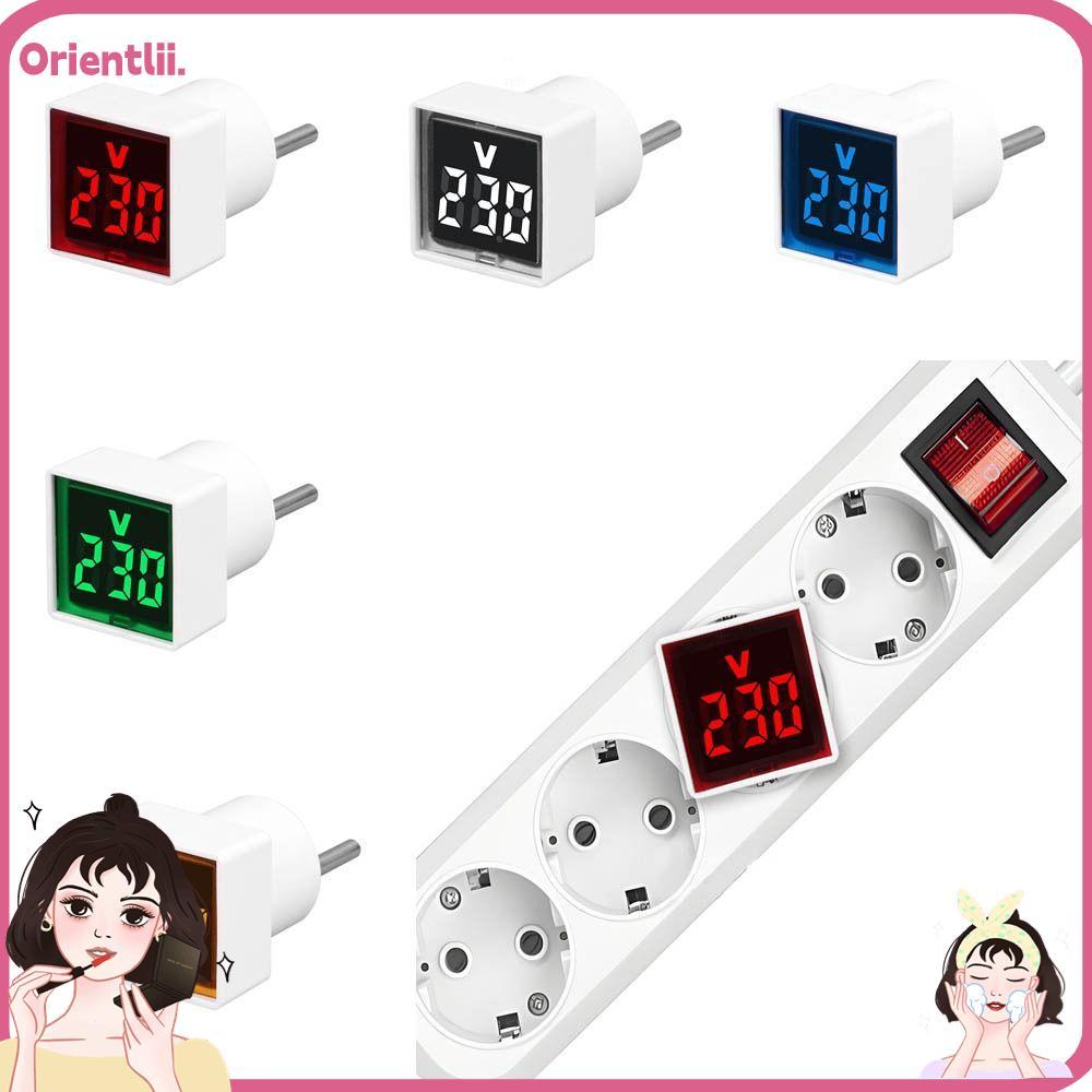ORIENTTK โวลต์มิเตอร์สี่เหลี่ยม, จอแสดงผล 220V/230V เครื่องวัดแรงดันไฟฟ้า, โวลต์มิเตอร์ปลั๊ก LED AC 