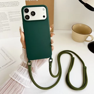 เคสโทรศัพท์ซิลิโคนพร้อมสายคล้องคอCrossbodyแบบปรับได้สําหรับIPhone 17 16 15 13 11 12 13 Pro Max PlusกันกระแทกDrop-proofปกหลัง