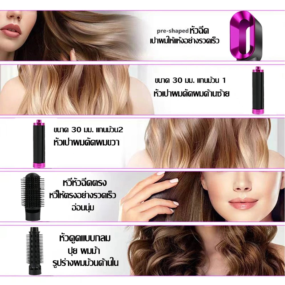 เครื่องม้วนลอนผมอัตโนมัติ 5in1 ที่ม้วนผมไดร์ ม้วนไดร์ผมเร็ว ที่ดัดผมไฟฟ้า ปรับได้ 3 ระดับ โรลม้วนผมไฟฟ้าแกนม้วนผม เครื ราคา ถูกที่สุด ดีลบีเคเค แกลเลอรีภาพที่ 6