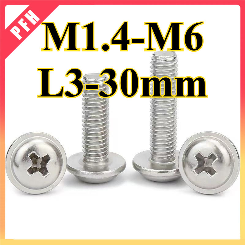 PWM สกรูเบาะหัวกลมชุบนิกเกิลพร้อมสกรูหัวดิสก์ขนาดกลาง Bolt M1.4/M2/M2.5/M3/M4/M5/M6 L3-30 มม. (ZH-PFH)