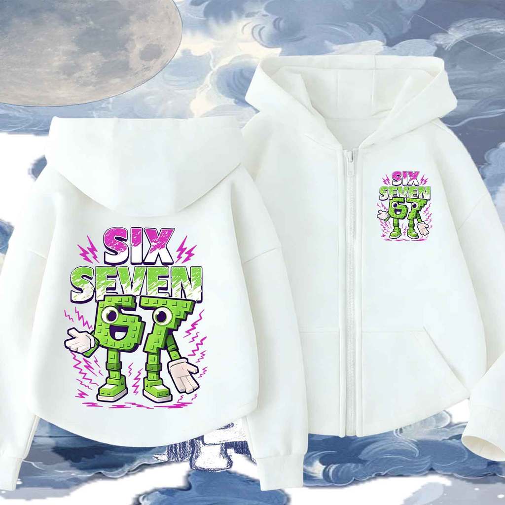 Roblox Six Seven 67 Viral  Zip Hoodie Gamer Casual Hooded Jacket Streetwear Unisex  M-3XL 120-150CM