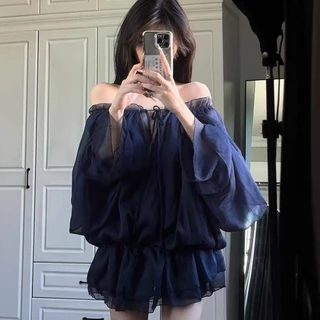 NOVA-ชีฟอง เสื้อสุภาพสตรี คอปก สีทึบ ผูกขึ้น ประเภทรุ่นหลวม หวาน ความสง่างาม แฟชั่นฤดูร้อน