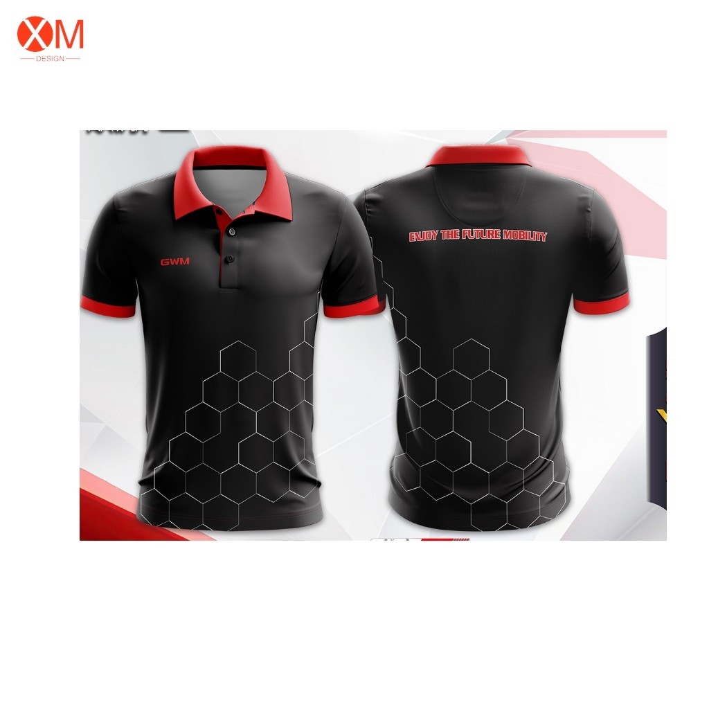 เสื้อเชิ้ตพิมพ์ลายXM GWM แบบคอปก สำหรับกีฬา สีคมชัด ตรงปก