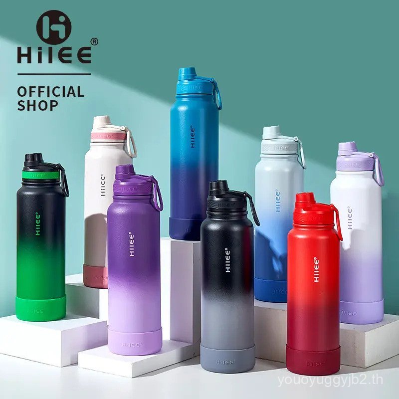 Hilee ขวดน้ำสแตนเลสเกรดการแพทย์ สีไล่เฉดสุดเท่  เก็บร้อน 12 ชม. เย็น 24 ชม. กันรั่ว 360° พร้อมสายหิ้