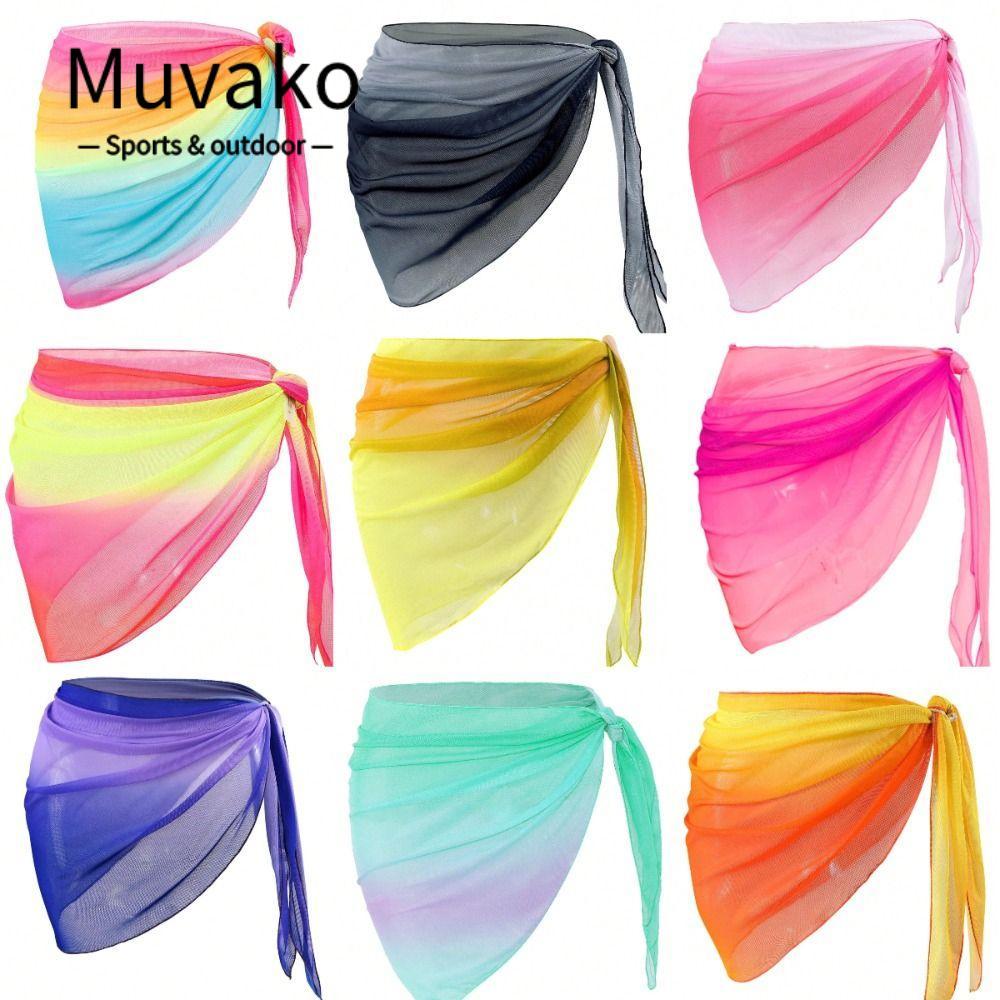 MUVAKO ผ้าคลุมชุดว่ายน้ำ ชีฟอง ป้องกัน UV และแห้งไว เหมาะสำหรับสวมทับบิกินี่ในวันพักผ่อน
