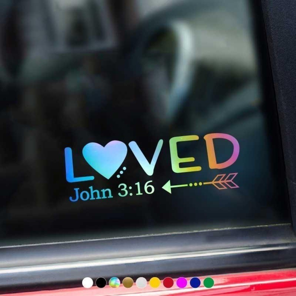 สติ๊กเกอร์คริสเตียน John 3:16 พระคัมภีร์ Verse Decal สําหรับรถยนต์ – ไวนิลกันน้ําพระเยซูสติกเกอร์ปลา