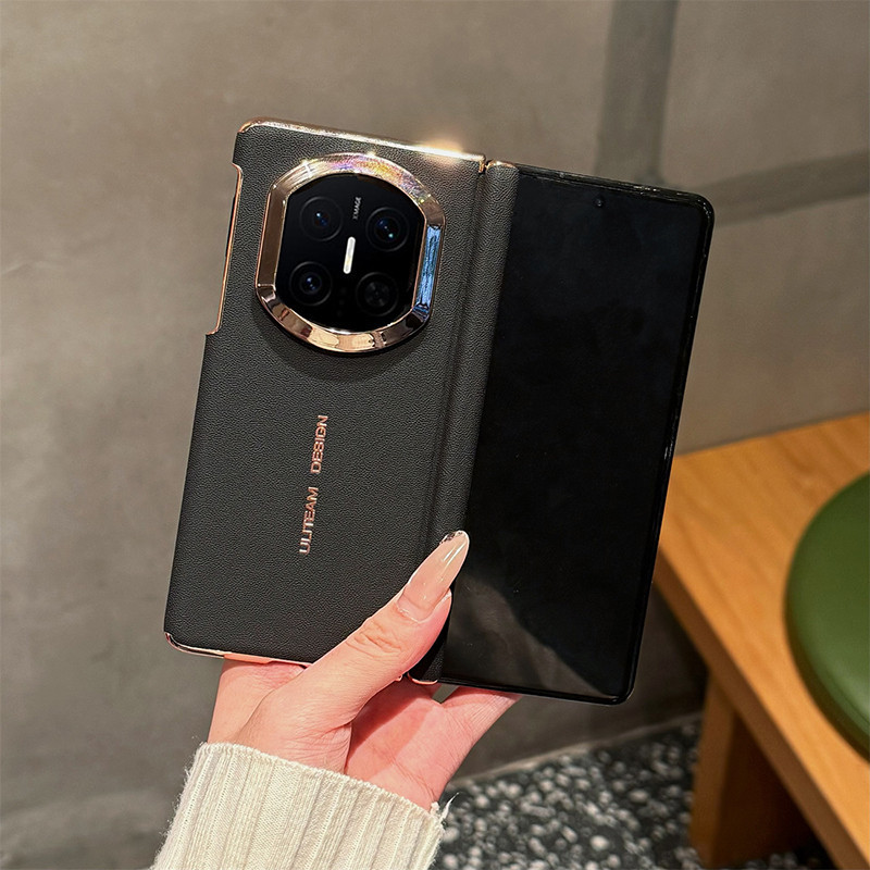 Huawei Mate X7 Dual-Axis Electroplating Plain Leather Hard กันกระแทกเคสโทรศัพท์