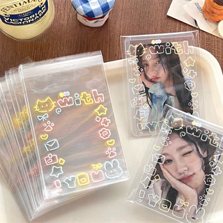 COZII 🚀 📌ถุงซีลเก็บการ์ดไอดอล 100ชิ้น ลายแมวน่ารัก โปร่งใส กันน้ำ กันฝุ่น กันรอย ซองใส่โฟโต้การ์ด การ์ดสะสม ✔️8x10+3ซม