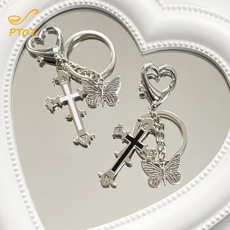 Pengatao07 Harajuku Y2kกีตาร์Love Heart Star Key Chainสําหรับผู้หญิงหวานเย็นแนวโน้มแฟชั่นจี้VINTAGE 