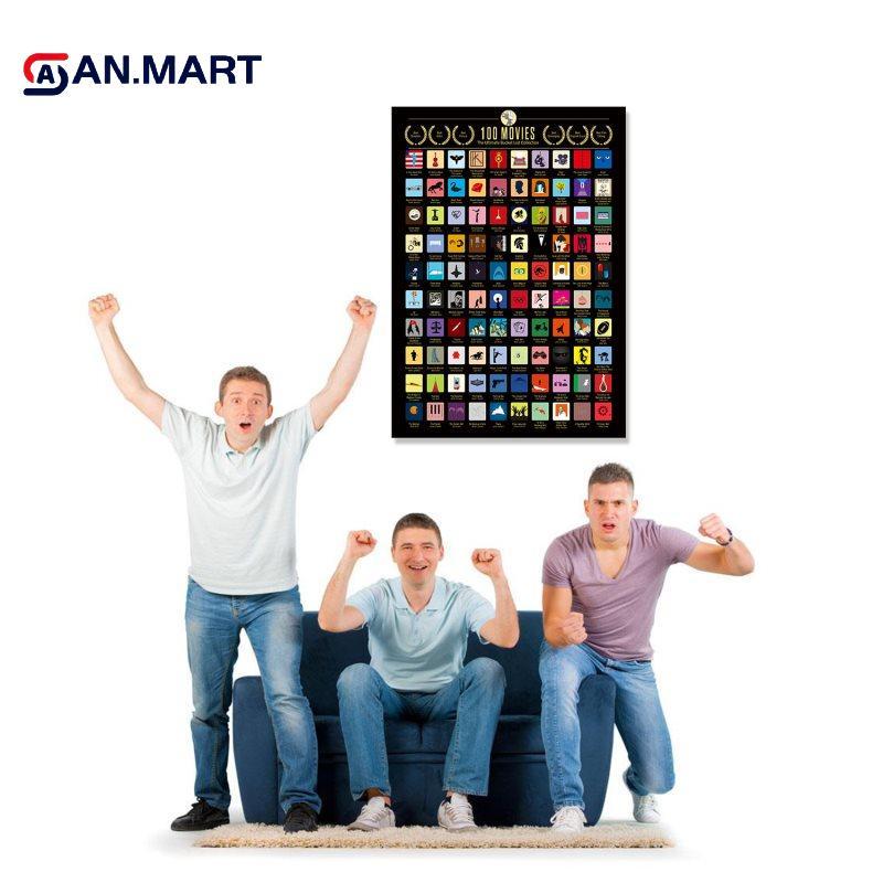 AN.MART 100 Movies Scratch Off Poster 100 Must-See Movies Top Films of All Time List MY