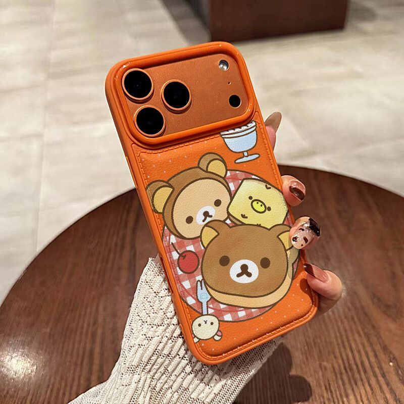 หนังเนื้อเคสโทรศัพท์มูลค่าสูงนุ่มน้ําชายามบ่ายขนม Rilakkumaป้องกันเข้ากันได้iPhone 17promax 16plus 1