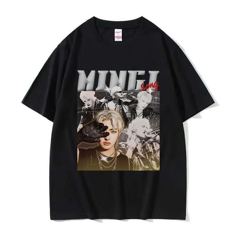 Korean Ateez MINGI Graphic T Shirt Men's Hip Hop Retro Fashion Short Sleeve T-shirts Casual Cotton T