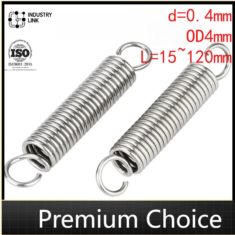304 สแตนเลส สปริงแรงดึง/สปริง d=0.4mm,OD4mm,L=15~120mm สปริงดึงพร้อมตะขอ ทาประตูโรงรถ ขัดเงา เครื่องแกว่ง(GH-ZZA)
