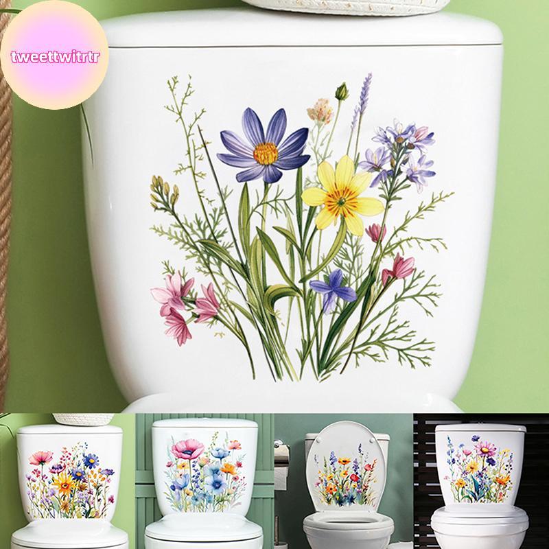 TRWITR พืชสีเขียวต่างๆดอกไม้ Wall Stier ห้องน้ําห้องน้ํา Decals ห้องนั่งเล่นตู้ตกแต่งบ้าน Self กาวภาพจิตรกรรมฝาผนัง TH