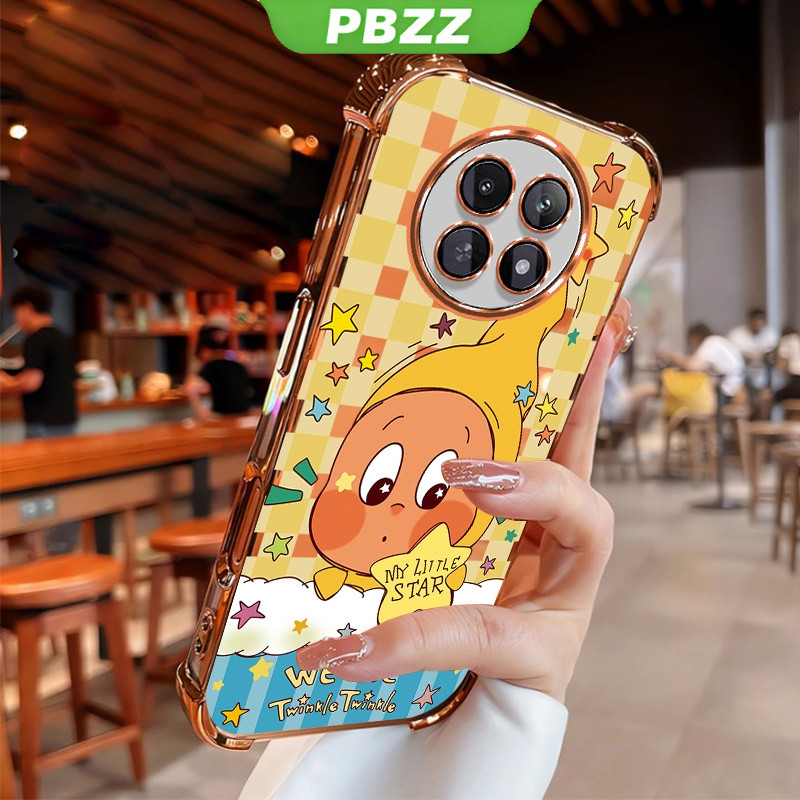PBZZ เคสสําหรับRealme 11 14 12 13 pro 5G Realme 12 14 13 PLUS + 5G 13 11 14 12 5Gเคสโทรศัพท์Softcaseซิลิโคนกันกระแทกออกแบบใหม่ความงามใสการ์ตูนสีส้มSJGZXXR01