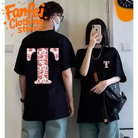 COD จัดส่งตลอด 24 ชั่วโมง Fanfei เสื้อยืดพิมพ์ลายรอยจูบ จูบตามคำขอ ผ้าฝ้าย 100% 2 ทาง เย็น ดูดซับเหงื่อ