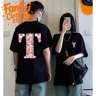 COD จัดส่งตลอด 24 ชั่วโมง Fanfei เสื้อยืดพิมพ์ลายรอยจูบ จูบตามคำขอ ผ้าฝ้าย 100% 2 ทาง เย็น ดูดซับเหงื่อ