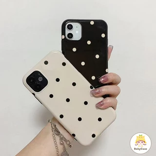 เคสไอโฟน 16 17 สำหรับ iPhone 11 13 15 12 14 Pro Max 7 16 14 15 8 Plus X XR XS Max 15 Pro เคสผิวมันลายจุดน่ารักเรียบง่าย