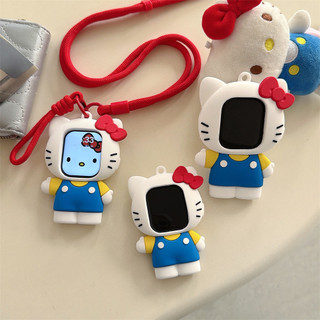 น่ารักการ์ตูน เคที ซิลิโคนนุ่มสําหรับ แอปเปิล ฉันดู ชุด พิเศษ 11 10 9 ส8 7 6 5 4 กับ 3 42 มม.49 มม.46 มม.41 มม.45 มม.40 มม.44 มม.38 ไนลอนคอแขวนยาวเชือกตกแต่งอุปกรณ์เสริม