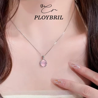 PLOYBRIL สร้อยคอ หินใส นำ โชค ประดับเงิน ไม่ลอกไม่ดำ X053