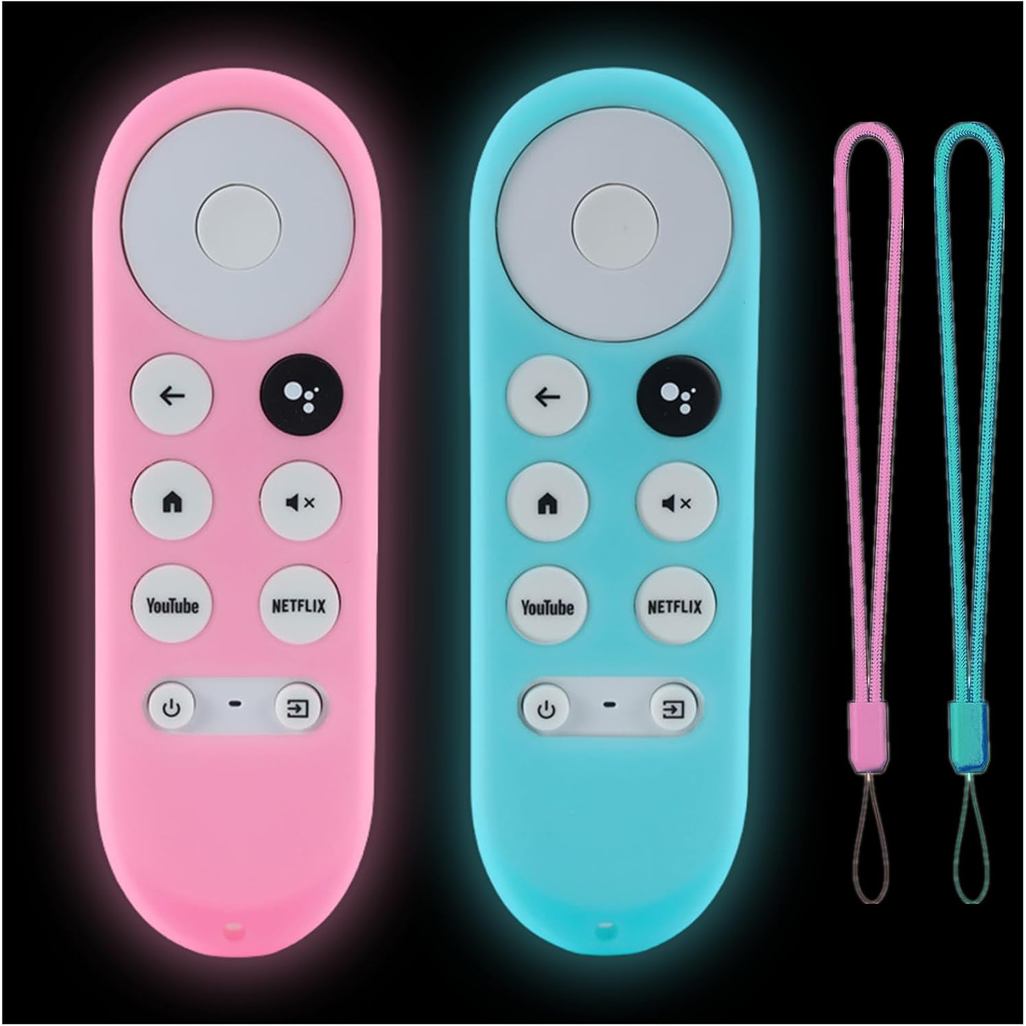 2Pack Gavyqier Remote Cover ใช้งานร่วมกับ 2020 Chromecast พร้อม Google TV Voice Remote Glow in The D