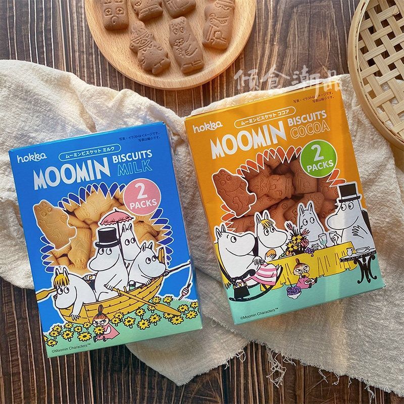 ญี่ปุ่นนําเข้าอาหารเด็ก HOKKA HOKKA Moomin การ์ตูนรสนมรสโกโก้บิสกิตกล่อง 72g ของว่าง20260319