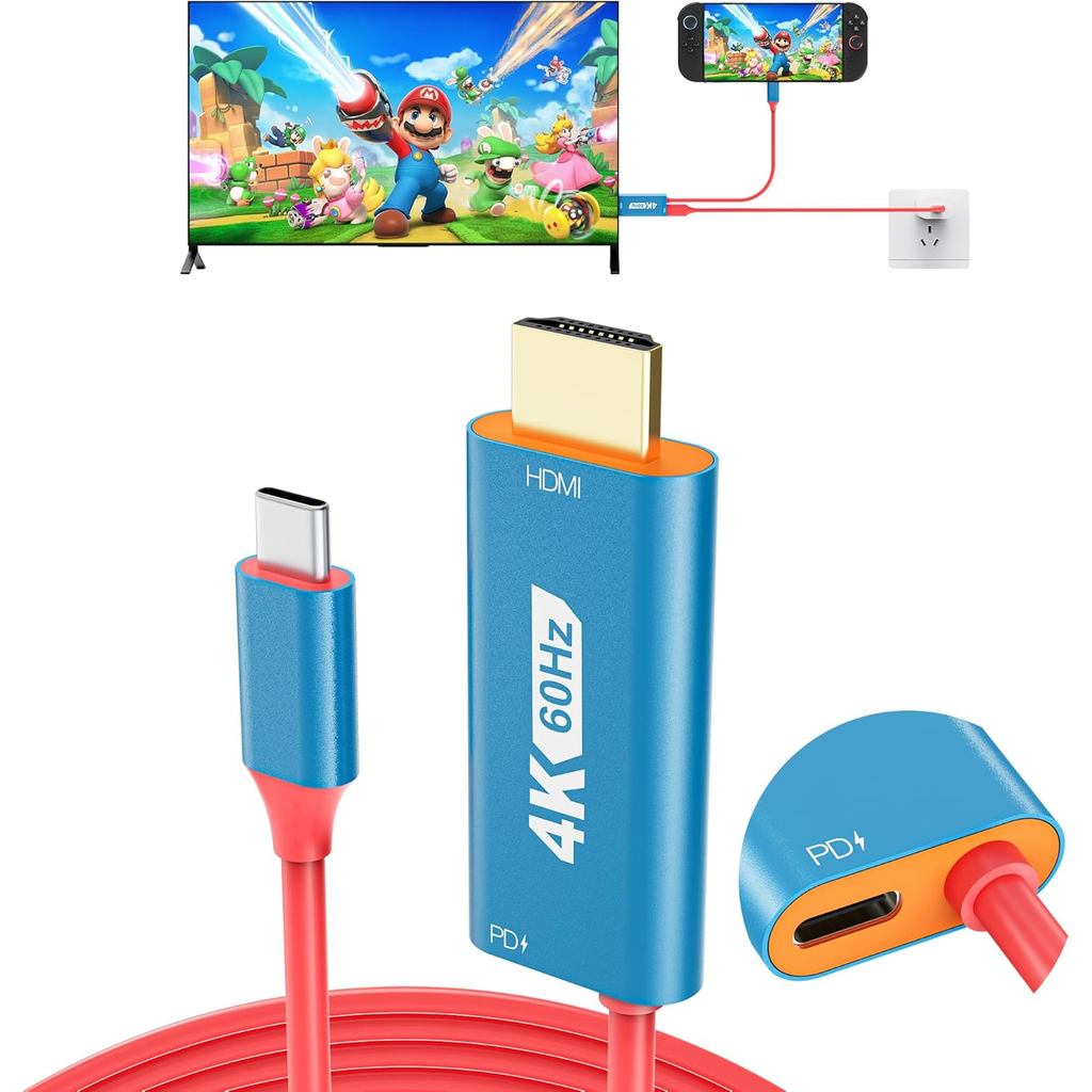 Switch 2 TV Adapter Docking Station, 4K @ 60Hz 18 Gbps USB C to HDMI 2.0 Adapter สําหรับ TV/Monitor,