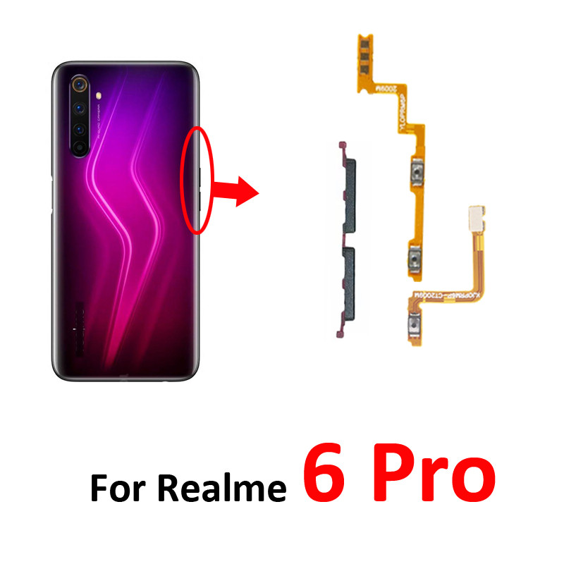 สําหรับRealme 6 Pro RMX2061 RMX2063 โทรศัพท์ใหม่ปุ่มปรับระดับเสียงขึ้นลงสวิทช์กุญแจภายในOff FlexสําหรับRealme 6 Pro