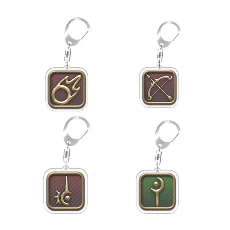 Final Fantasy XIV FF14 Mica พวงกุญแจอะคริลิคพิมพ์ Job Dragoon Viper Samurai โลโก้ตกแต่งกระเป๋าและกระ