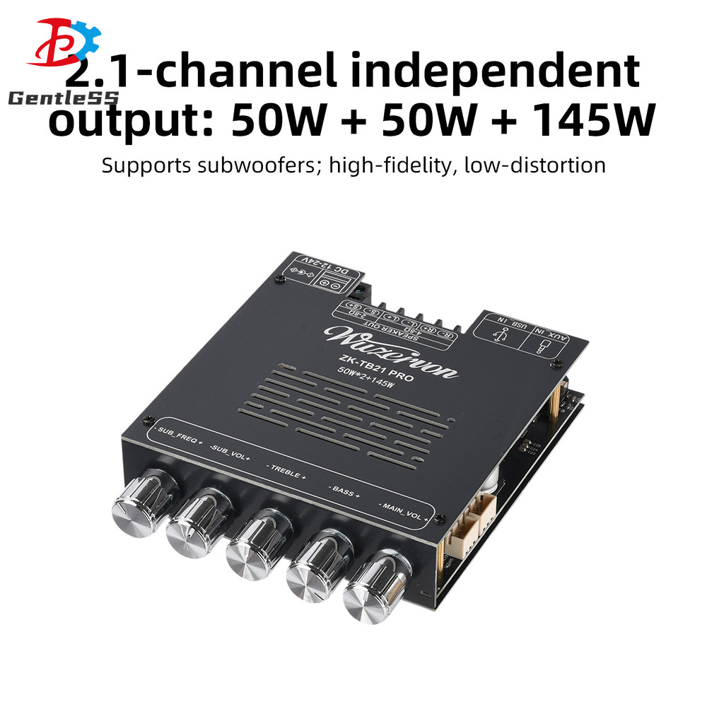 ZK-TB21 PRO DC12-24V อัพเกรด 2.1 ช่องซับวูฟเฟอร์บลูทูธเครื่องขยายเสียง 50W + 50W + 145W TPA3116D2 ชิ