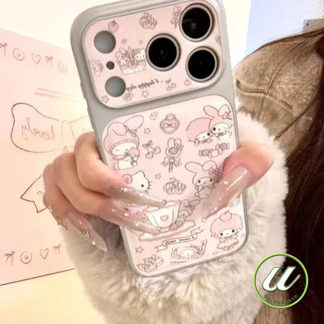 เคสโทรศัพท์ลายเมโลดี้แมวเชอร์รี่สีชมพูสำหรับไอโฟน เข้ากันได้กับIPhone 17 14 11 13 16 12 15 Pro Max 14 16 15 Plus