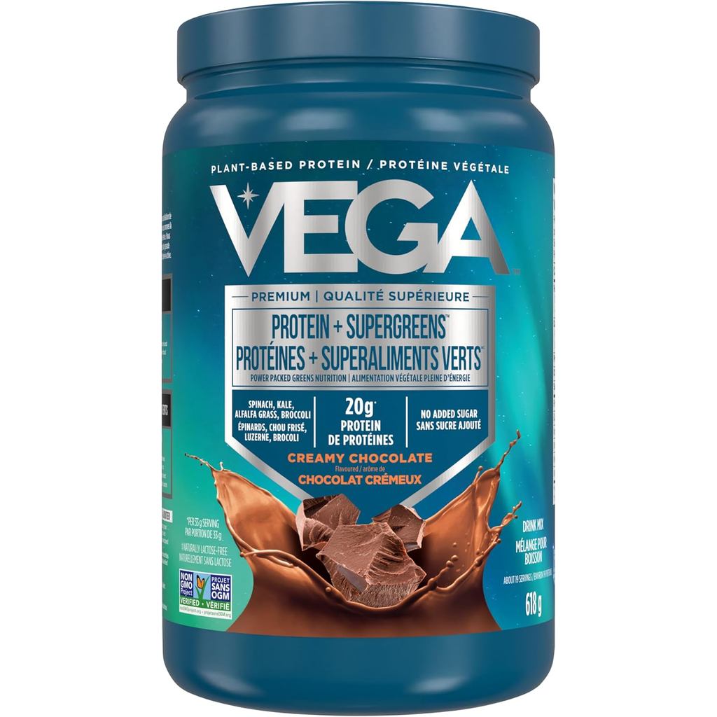 โปรตีนถั่วจากพืช Vega Protein + ergreens ขนาด 618g สำหรับคีโตมังสวิรัติ ปราศจาก GMO, กลูเตน, และนม