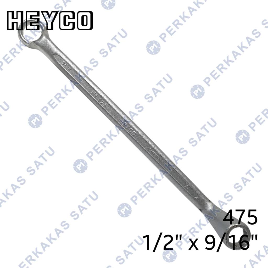 1/2 X 9/16 INCH RING WRENCH HEYCO GERMANY 475 DOUBLE ENDED RING WRENCHES 1/2" X 9/16"