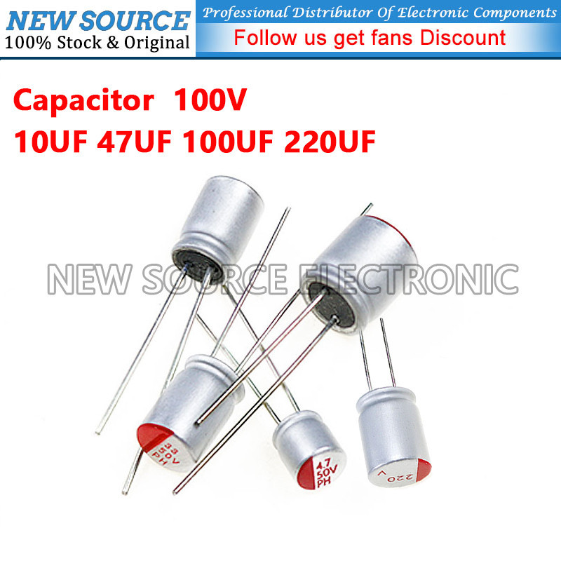 [1-5 ชิ้น] 100V DIP Solid Electrolytic Capacitor 10UF 47UF 100UF 220UF Capacitor แหล่งใหม่