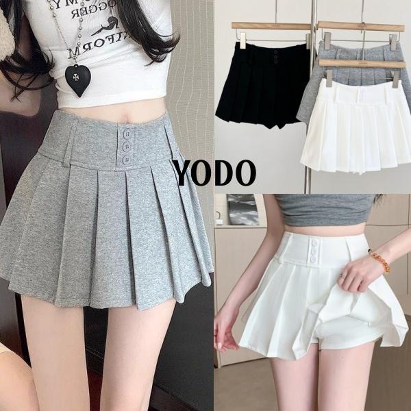 YODO กระโปรงจีบ 3 สี สไตล์เกาหลี กระโปรงสั้นทรงเอเอวสูง #2061