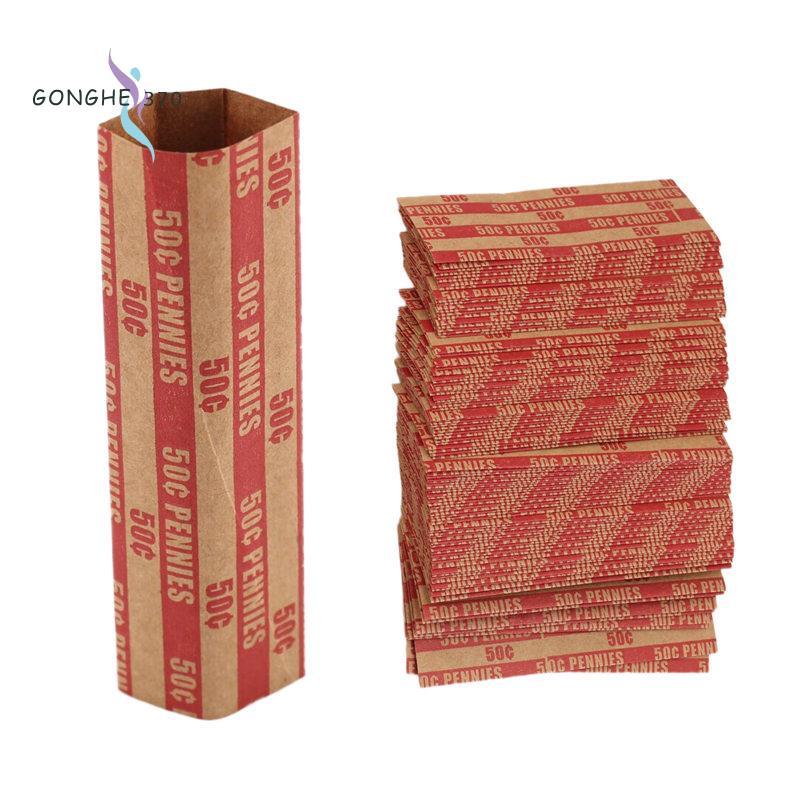 [gonghe370]100 ชิ้น Penny Coin Wrappers Penny Sleeves Flat As Shown Paper Penny Rolls Wrappers