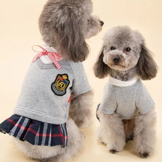 เสื้อผ้าลูกแมวขนาดเล็ก แฟชั่นสัตว์เลี้ยงเก๋ไก๋เกาหลี: กระโปรงสุนัขสไตล์โรงเรียนและชุดคู่รักแมว, อุปกรณ์สัตว์เลี้ยงที่จําเป็น