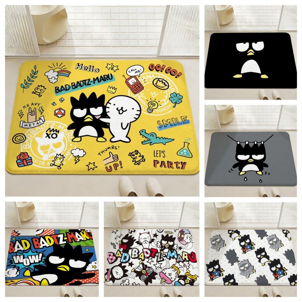 Badtz-maruFlannel Floor Mat - Soft Non-Slip Absorbent - ห้องนั่งเล่นและเสื่อห้องน้ํา