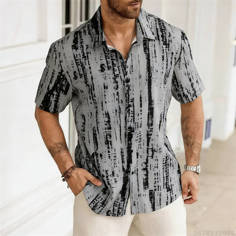 เสื้อเชิ้ตแขนสั้นพิมพ์ลายสำหรับชายฤดูร้อน แต่งกายได้อย่าง стильในวันหยุด มีไซส์ให้เลือกระหว่าง XS ถึง 6XL