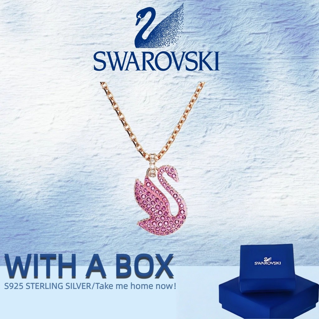 Swarovski Jewelry Iconic Swan Pink Swan Necklace Colorfast Swan Jewelry Necklace Silver Ladies Neckl