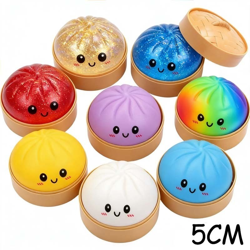 Glitter Dumpling Stress Relief Fidget ของเล่นเรืองแสง Bao Bun Squishy ความวิตกกังวล Slime