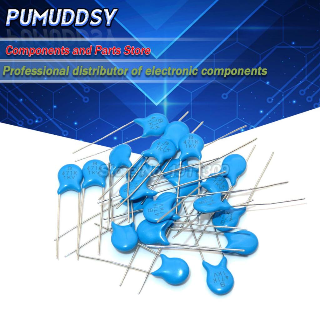 20PCS แรงดันไฟฟ้าเซรามิค Capacitor1KV 2KV 3KV 5PF 30PF 47PF 56PF 100PF 220PF 1NF 2.2NF 3.3NF 4.7NF 1