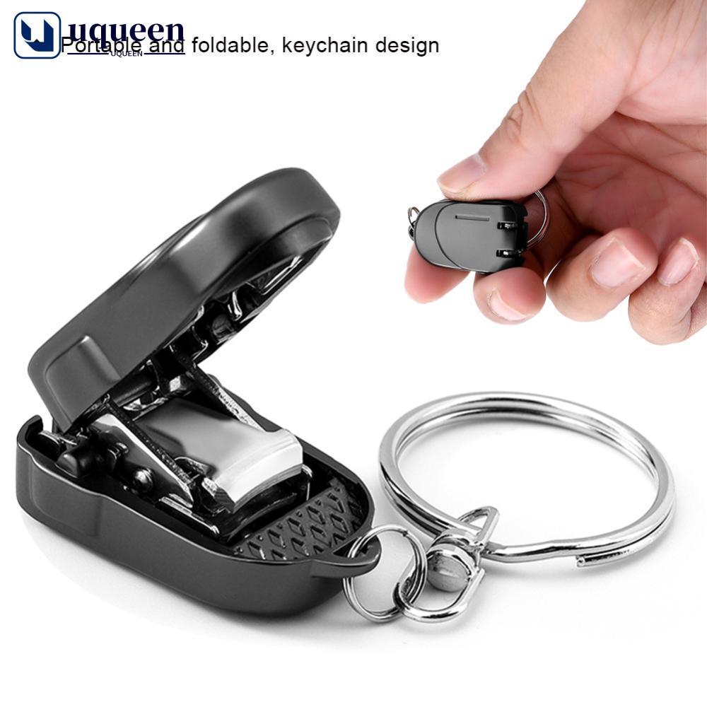 UQUEEN สแตนเลสมินิพับเล็บ Clipper พวงกุญแจแบบพกพา Flip-Cover Design Travel Personal Care เครื่องมือ 